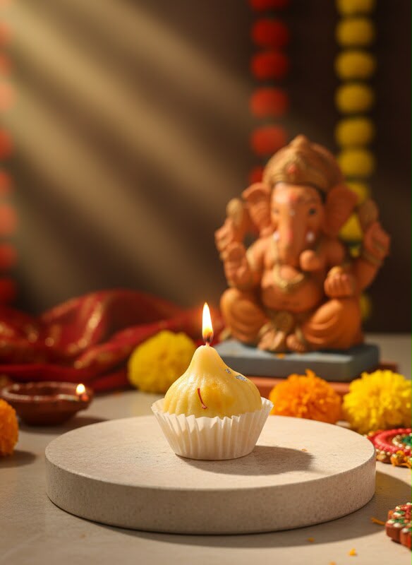 Modak Shaped Soy Wax Candle | Festive Decor Candle
