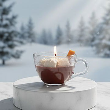 Hot Chocolate Marshmallow Candle in Glass Cup | Novelty Soy Wax Candle