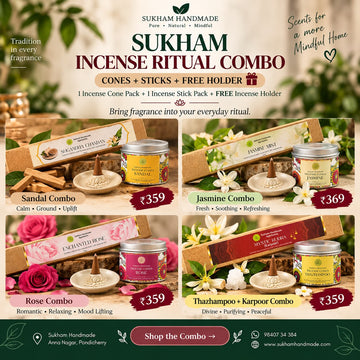 Sukham Incense Ritual Combo | Incense Cones + Incense Sticks with FREE Holder