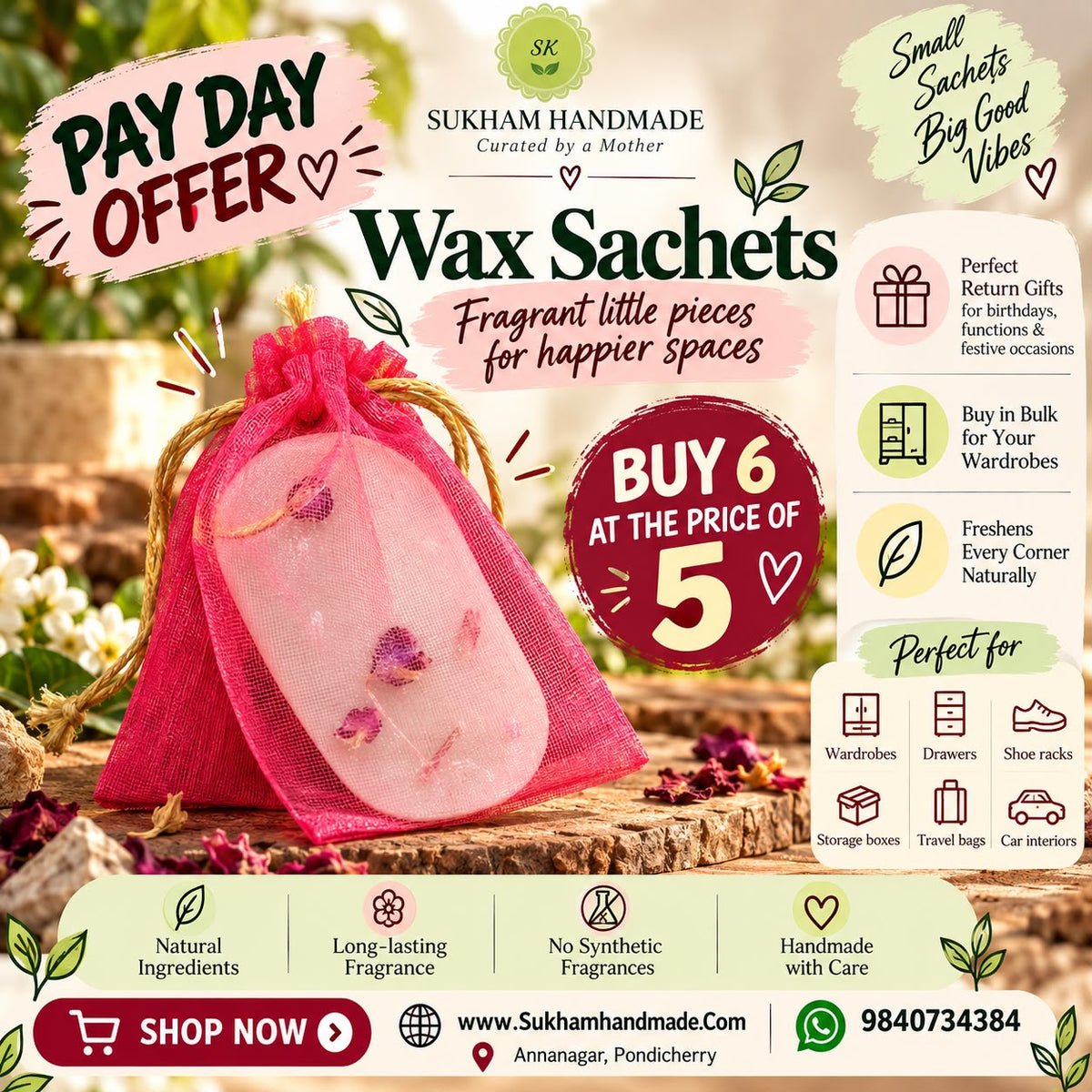 Wax Sachet Fragrance Set | Buy 6, Pay for 5