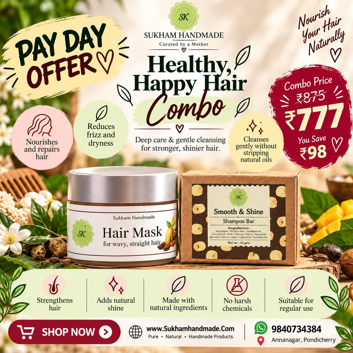 Hair Care Ritual Duo | Hair Mask + Shampoo Bar | ₹777