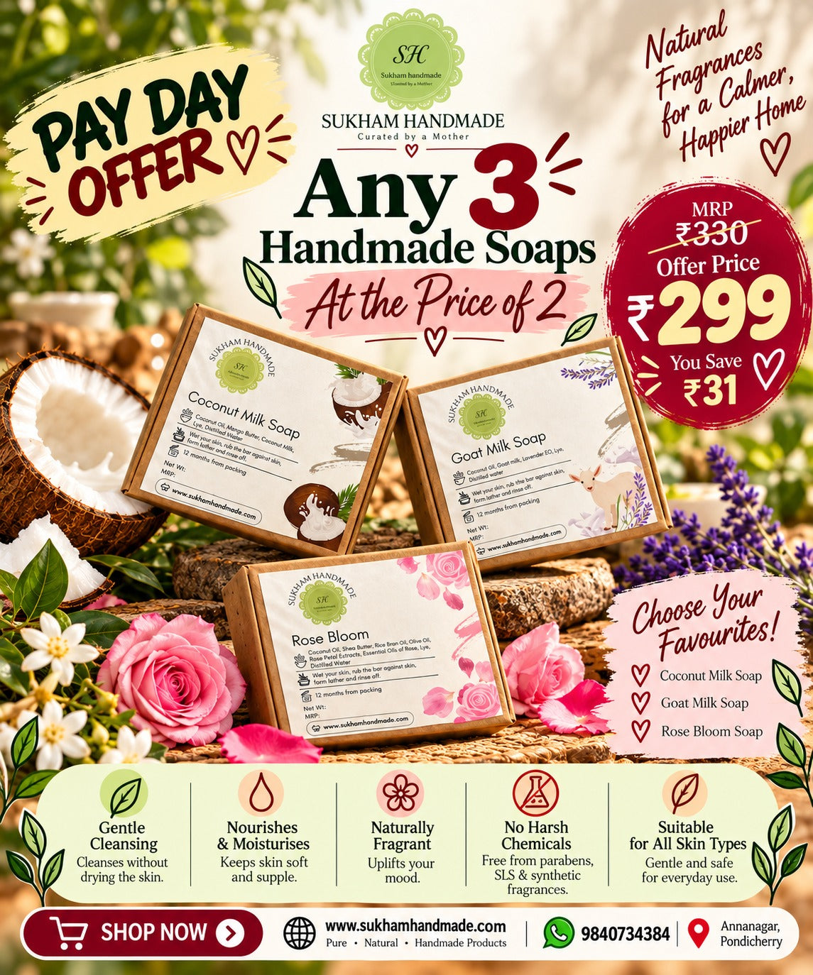 Pick Any 3 Handmade Soaps for ₹299 | Mix & Match