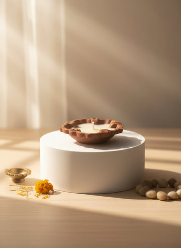 Floral Terracotta soy wax Lamp