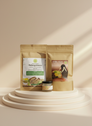 Traditional Herbal Care Ritual - Herbal Bath Powder (Nalangumaavu) + Shikakai