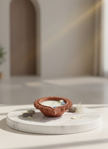 Small terracotta soy wax lamp