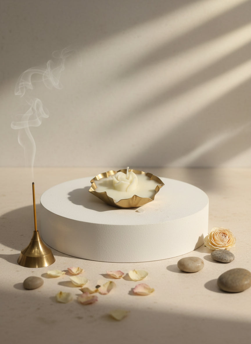 Brass-Finish Urli Soy Wax Lamp (Small)