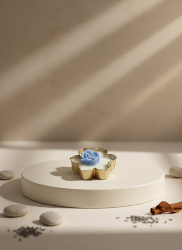 Brass-Finish Metal Urli Style Soy Wax Lamp ( Medium)