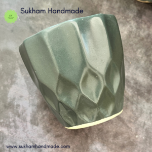 handcrafted ceramic planter - Plant holder in metallic grey colour