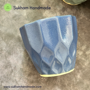 handcrafted ceramic planter - Plant holder in sky blue colour